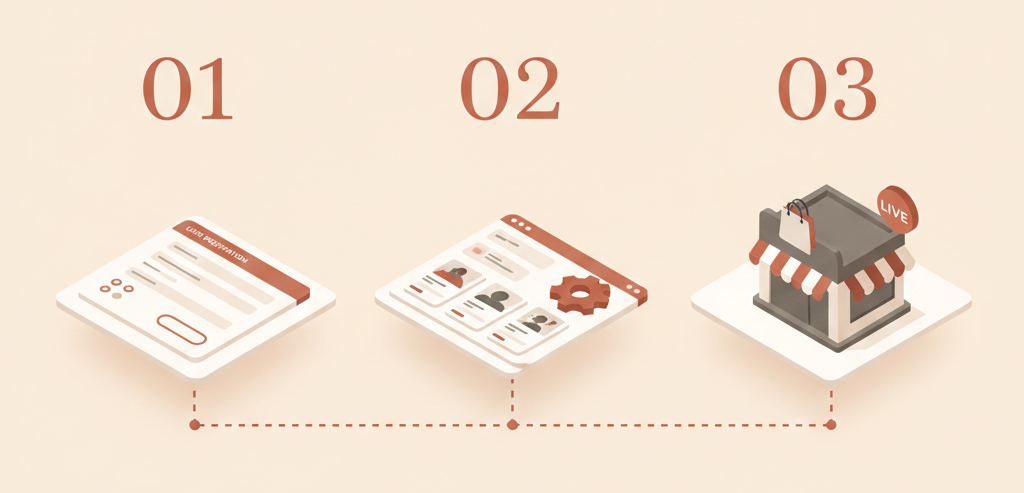 Три шага: регистрация, настройка, запуск